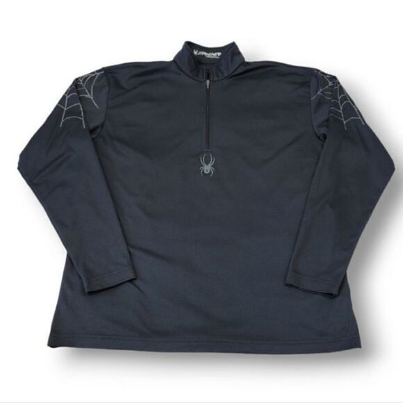 NEW Spyder Limitless Solid Raised Metallic Web Zip T-Neck in Black Size Large - Picture 8 of 8